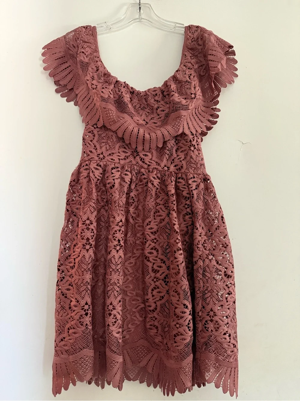 Lovers + Friends Dream Vacay Lace Crochet Off Shoulder Dress Small NWT